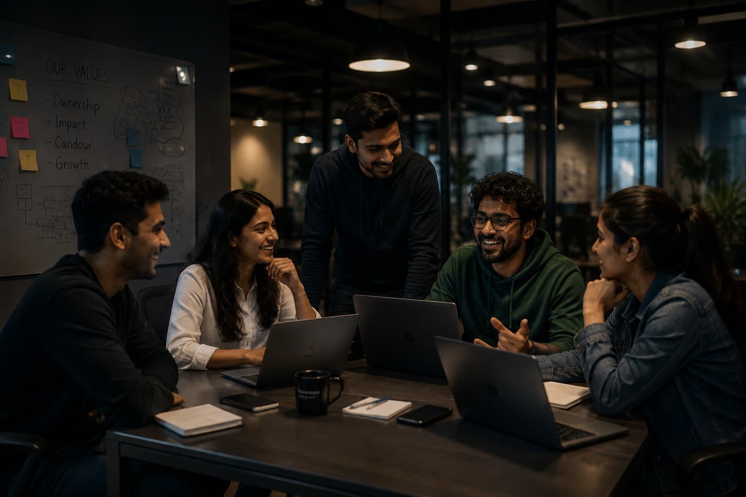 The Mentor Tech team collaborating in a modern office environment